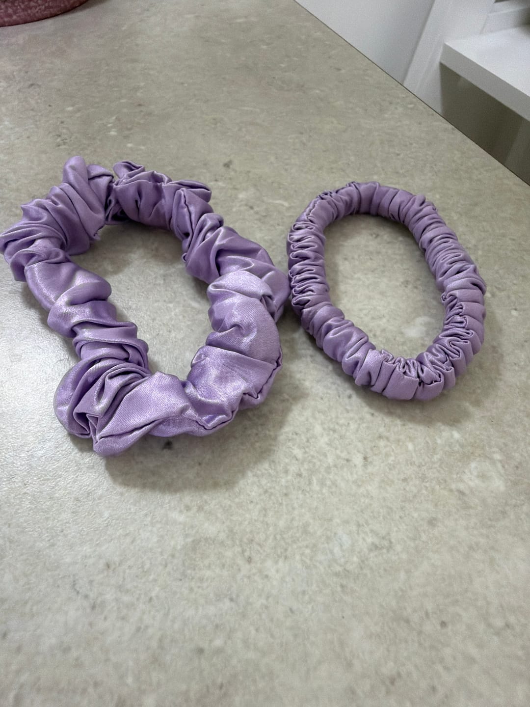 Customer photo review of Silk Scrunchies Trio - Lavender - Mini, Small, Medium