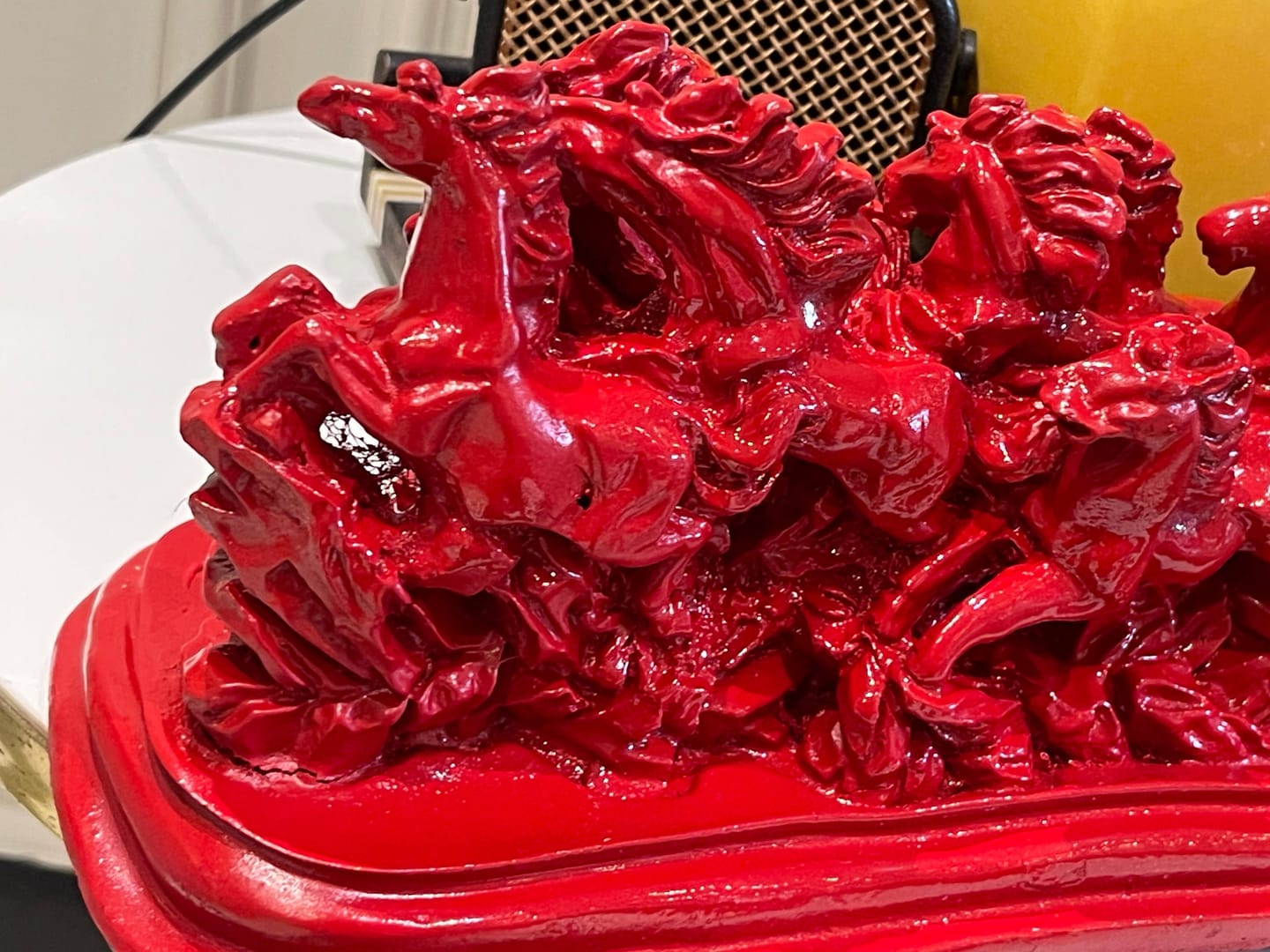 Customer photo review of Majestic Twelve Red Running Horses Resin Sculpture Vastu Remedy for Power, Rapid Progress and Business Growth for Office, Leadership Spaces and Living Room Decor | 39 x 14 cm | 1.6 kg