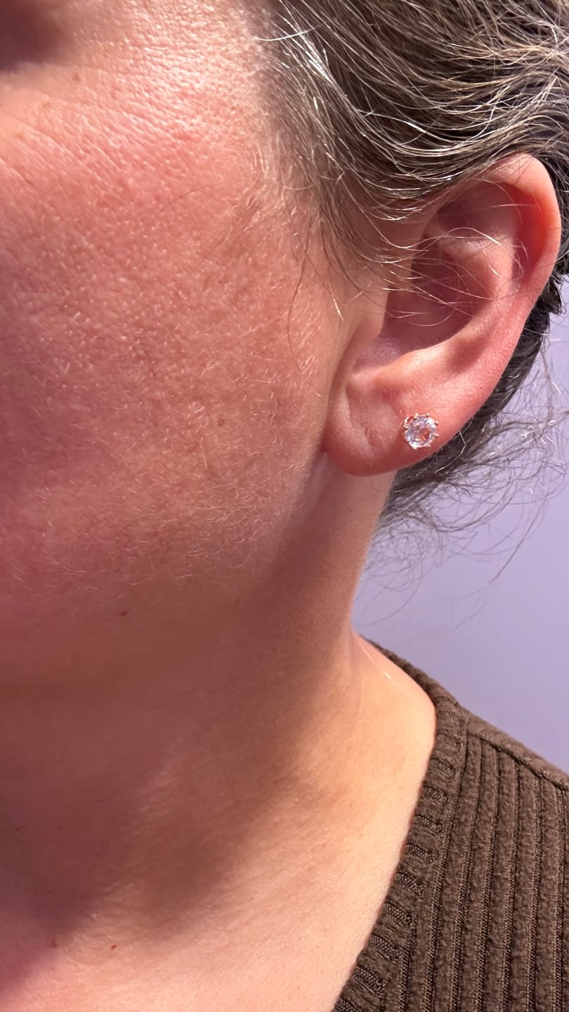 Customer photo review of Eden 18k White Gold Plated Crystal Stud Earrings with Swarovski Crystals