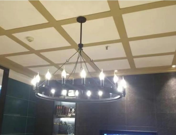 Customer photo review of Iron Ring Chandelier with Candle Style Bulbs, LED, 66–185 cm