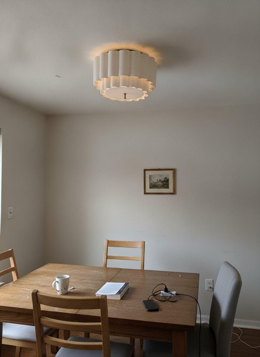 Customer photo review of Ribbed White Fabric Flush Mount Ceiling Light, 45 cm
