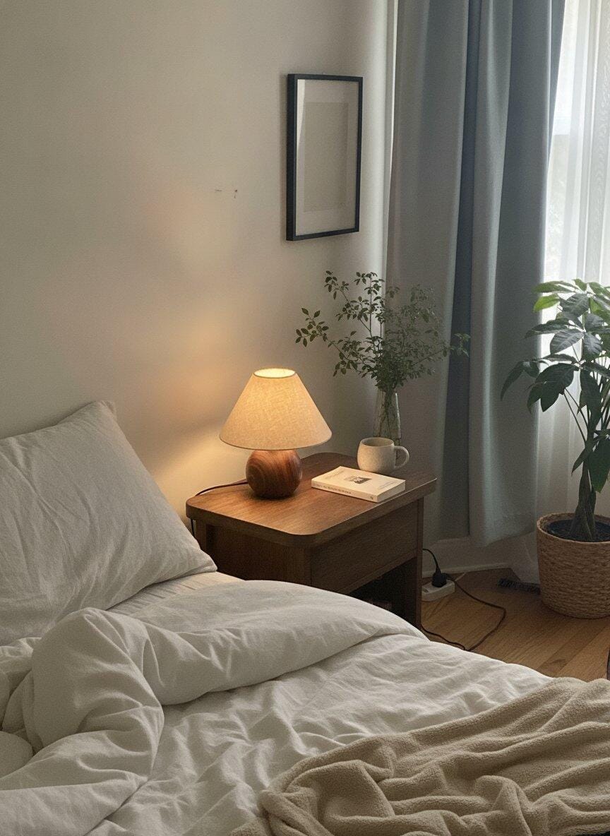 Customer photo review of Ceramic Table Lamp, Walnut Wood-Grain Base, Linen Shade, Plug In