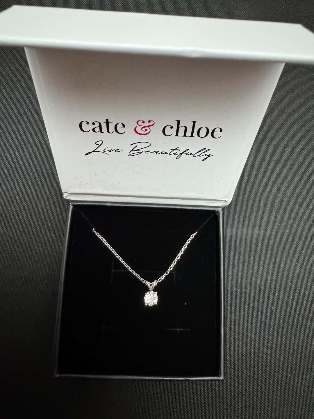 Customer photo review of Faye 18k White Gold Plated Solitaire Necklace with Swarovski Crystal