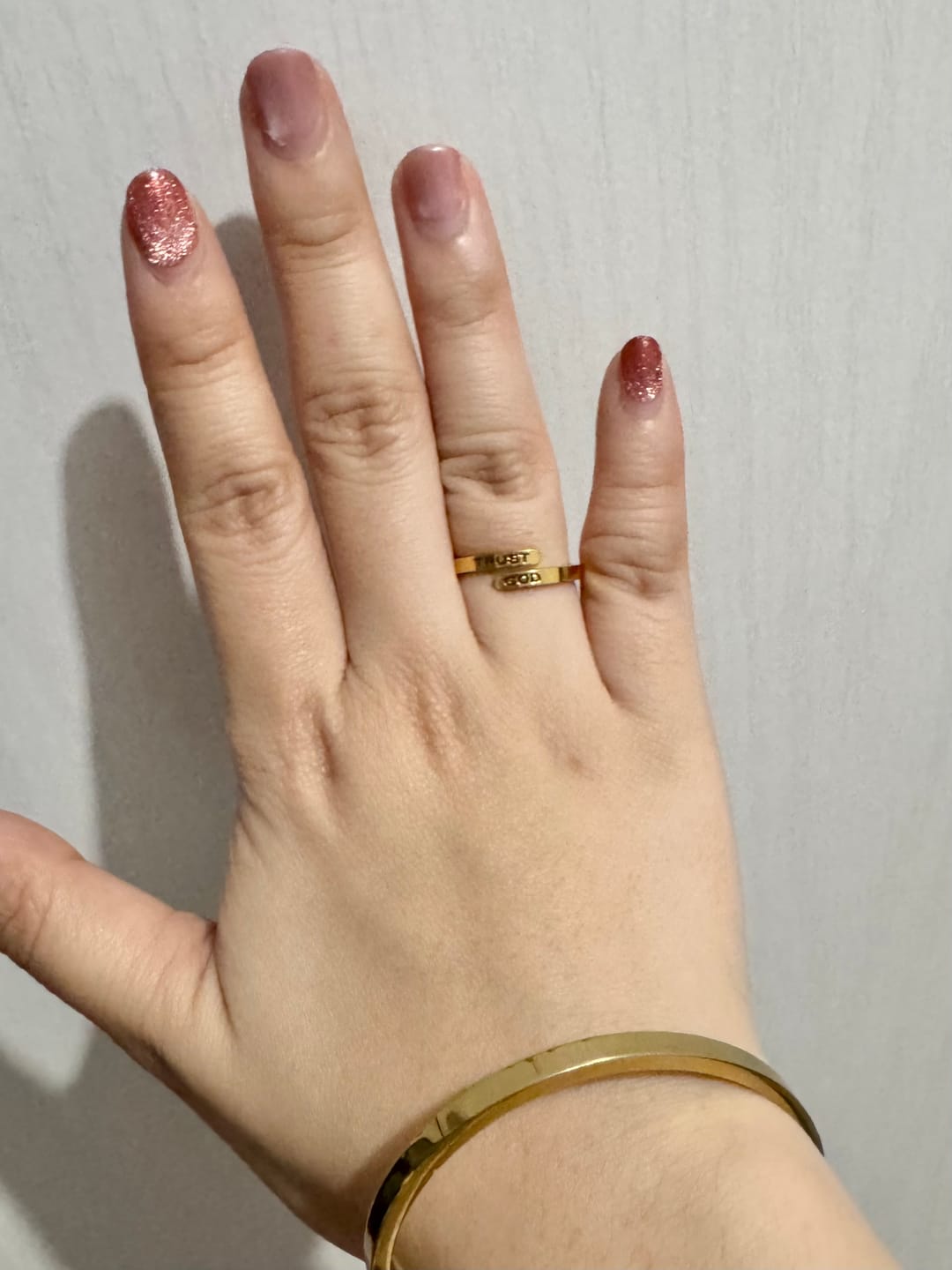 Customer photo review of Gold Trust God Ring (Adjustable size)