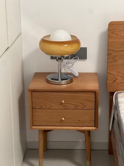 Customer photo review of Chrome and Amber Glass Table Lamp, White Globe, 37 cm High
