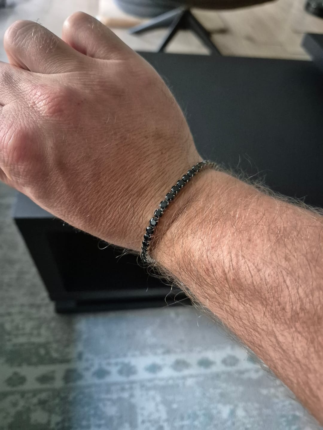 Customer photo review of Tennis Black Bracelet (Silver)
