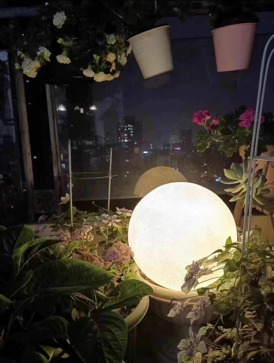 Customer photo review of White Sphere Floor Lamp, Resin and Fibre, Textured Surface
