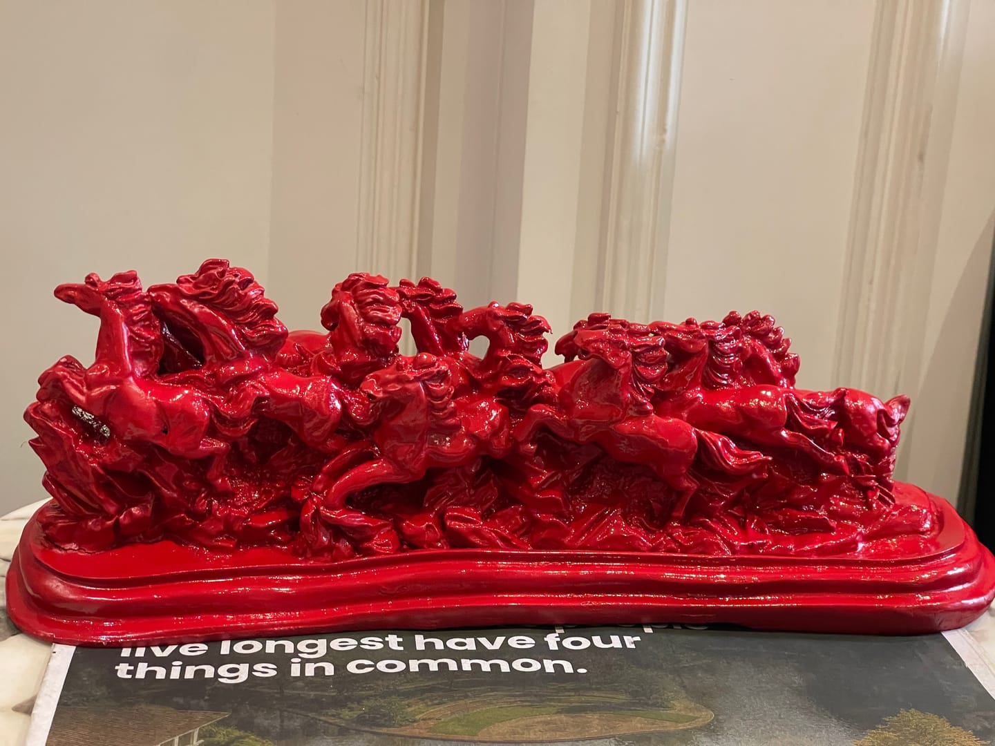 Customer photo review of Majestic Twelve Red Running Horses Resin Sculpture Vastu Remedy for Power, Rapid Progress and Business Growth for Office, Leadership Spaces and Living Room Decor | 39 x 14 cm | 1.6 kg