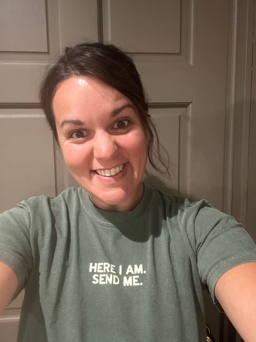Customer photo review of Send Me Tee - Moss