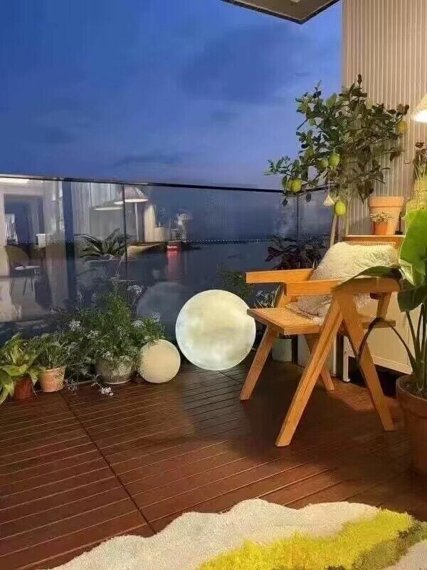 Customer photo review of White Sphere Floor Lamp, Resin and Fibre, Textured Surface