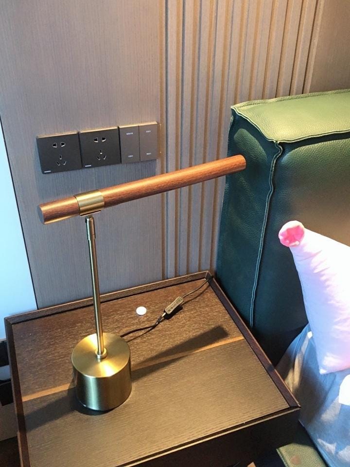 Customer photo review of Linear Table Lamp, Gold and Walnut Finish, Desk Lamp, LED