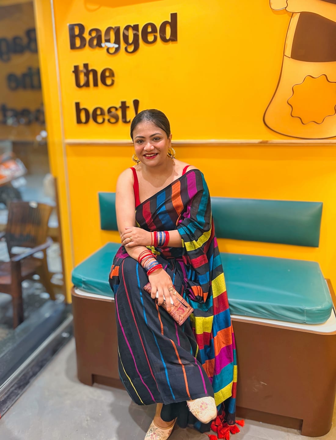 Customer photo review of Multicoloured Mulmul Cotton Saree