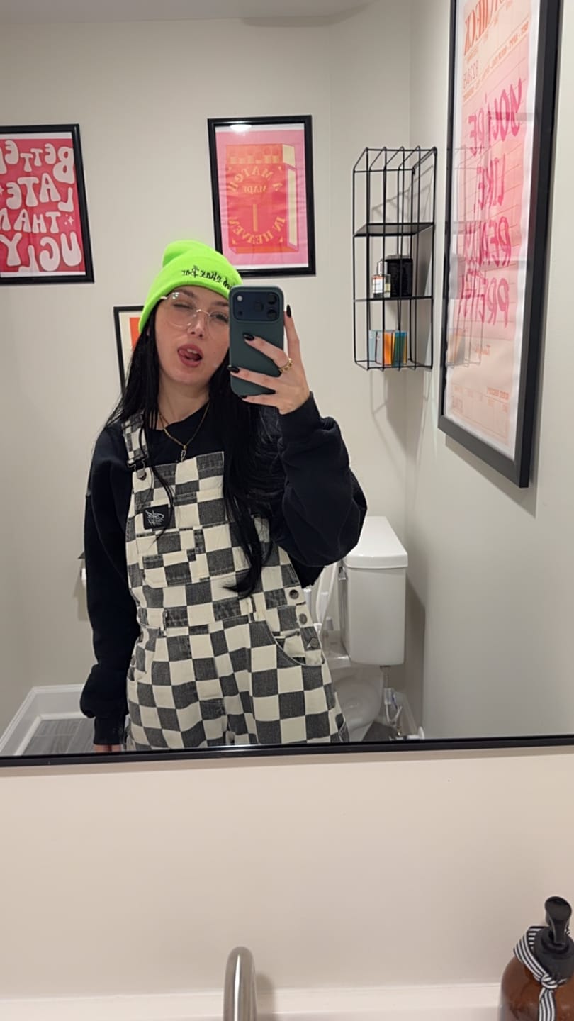 Customer photo review of Born Bad Overalls - Checkered