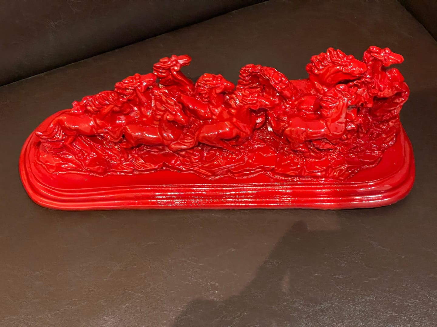 Customer photo review of Majestic Twelve Red Running Horses Resin Sculpture Vastu Remedy for Power, Rapid Progress and Business Growth for Office, Leadership Spaces and Living Room Decor | 39 x 14 cm | 1.6 kg
