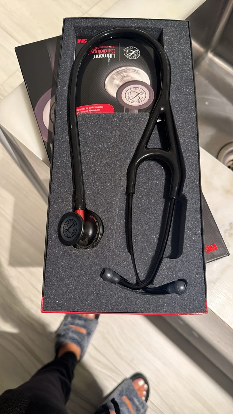Customer photo review of Littmann Cardiology IV Diagnostic Stethoscope: Black & Black - Red Stem 6200