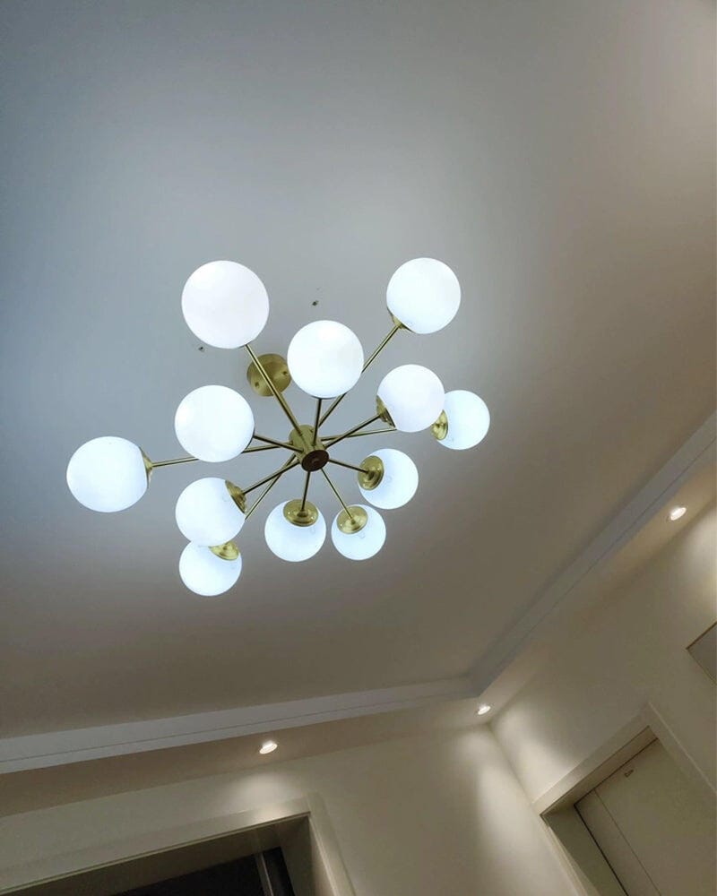 Customer photo review of Glass Orb Chandelier, Brass Frame, Pendant Light, Up to 96 cm