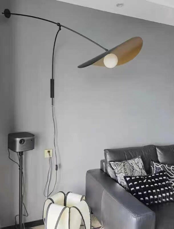 Customer photo review of Adjustable Arm Wall Light, Black Iron Wall Sconce, Plug In