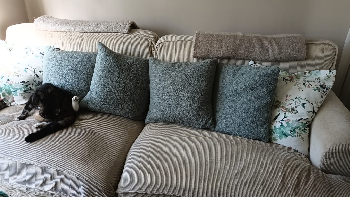 Customer photo review of Clearance Plain Boucle Fabric