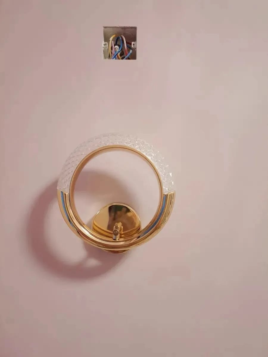 Customer photo review of Gold Wall Light, Patterned Acrylic Arc, Wall Sconce, 20–24 cm
