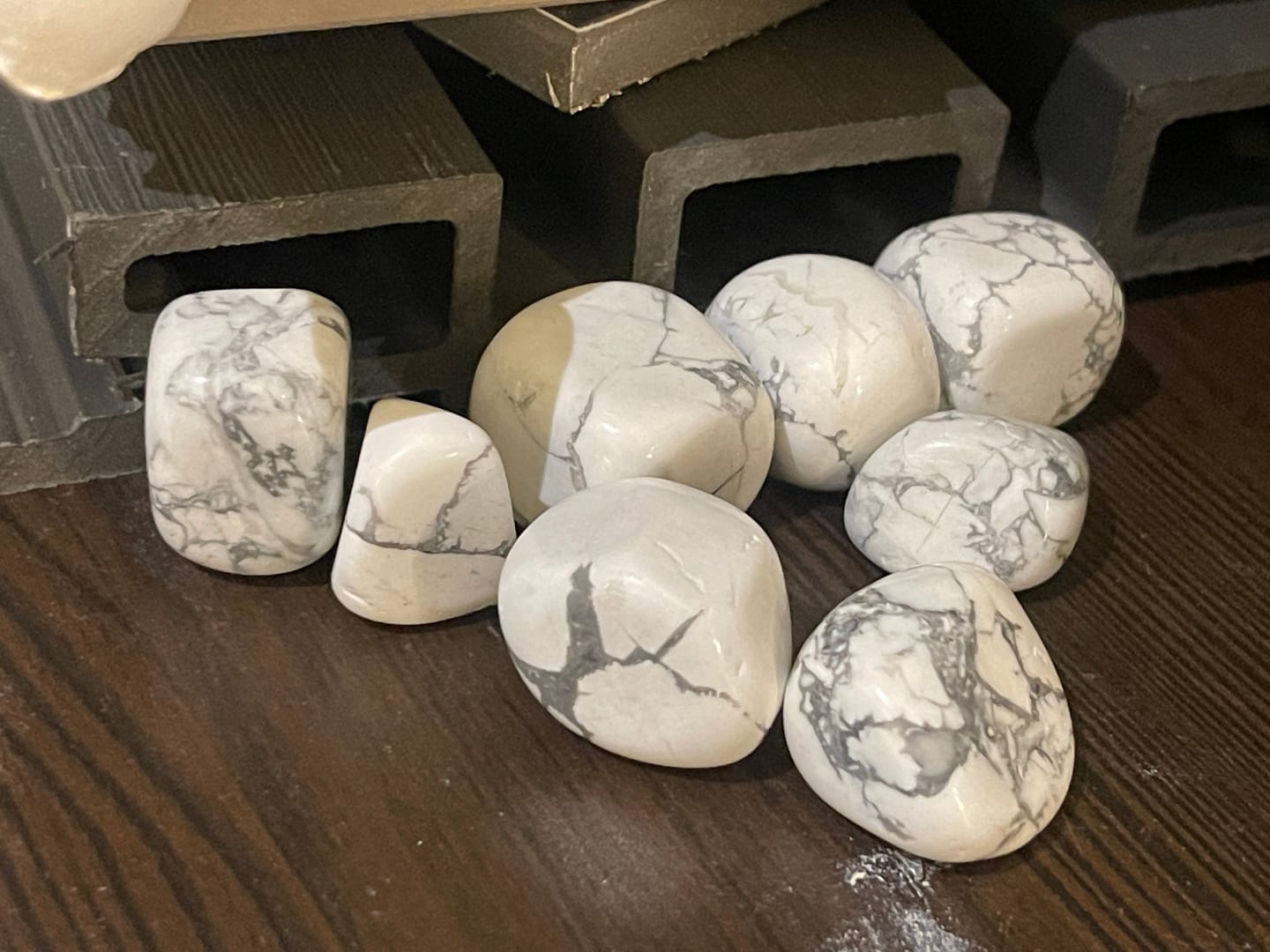 Customer photo review of Natural Howlite Tumbled Stones – Vastu Remedy for Anxiety Relief & Anger Control | Ideal for West Relationship Zones & Stress Areas | 100g / 500g / 1kg
