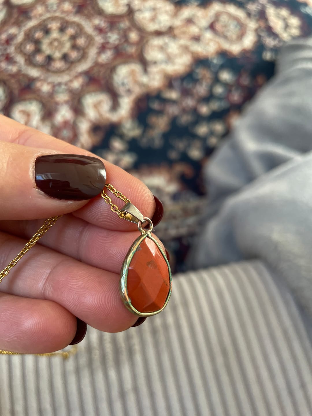 Customer photo review of Karneol Halskette - Goldträne