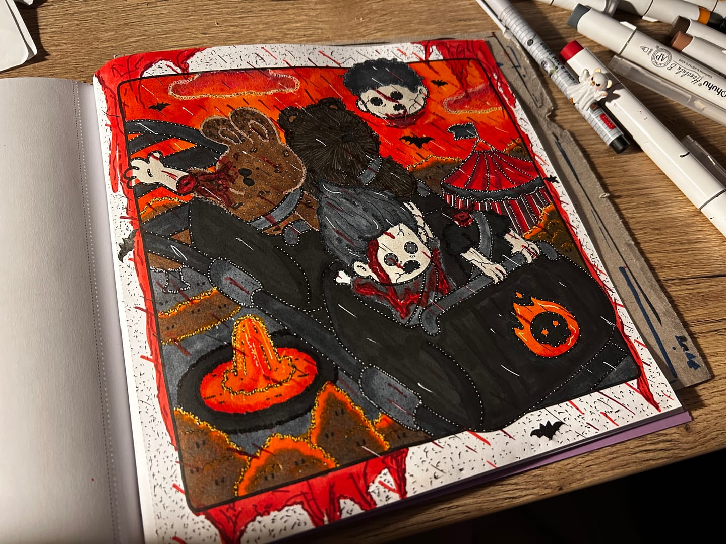 Customer photo review of Ohuhu Honolulu 216 Colors Dual Tips Alcohol Art Markers (New Color Codes)