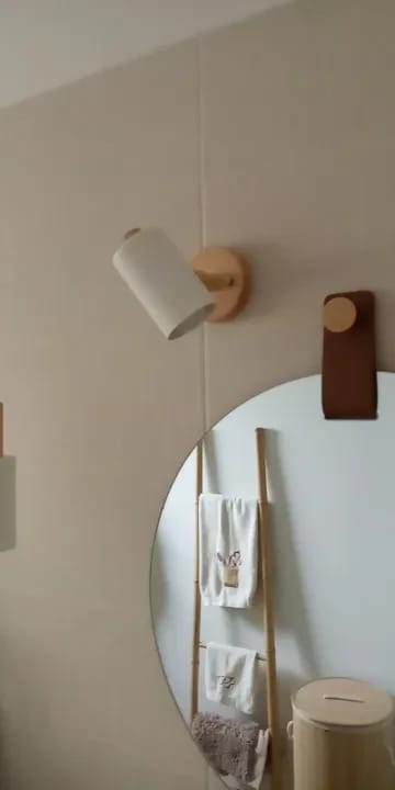 Customer photo review of Wall Light with Rotating Metal Shade and Wooden Backplate