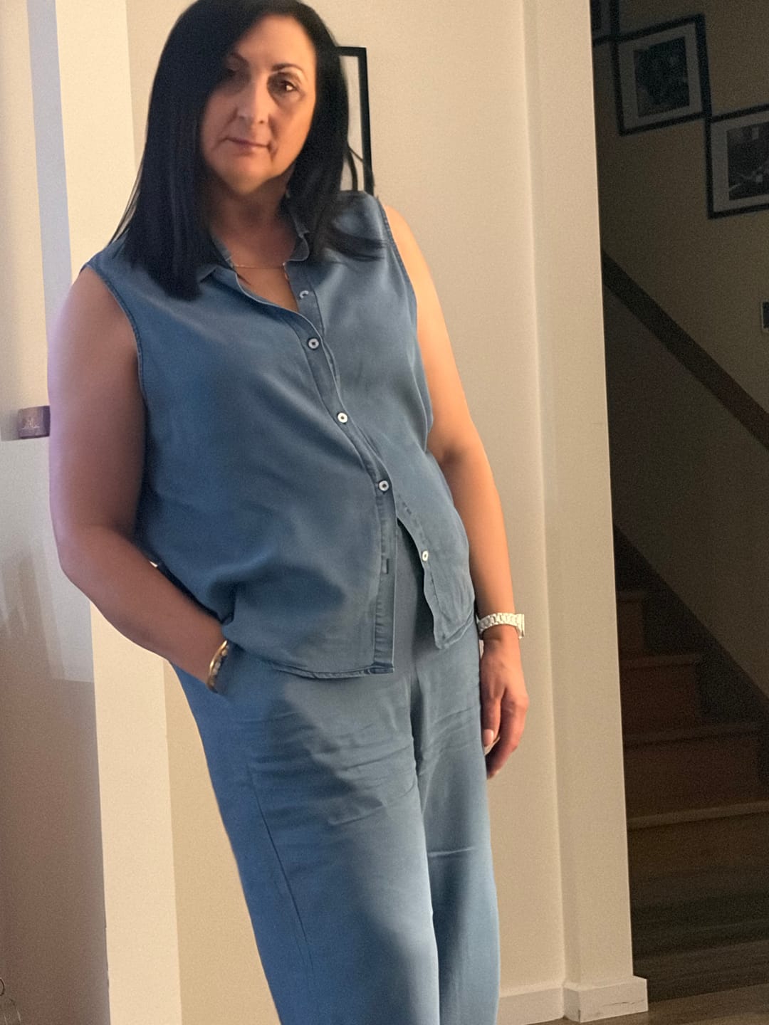 Customer photo review of Jada Vest - Chambray