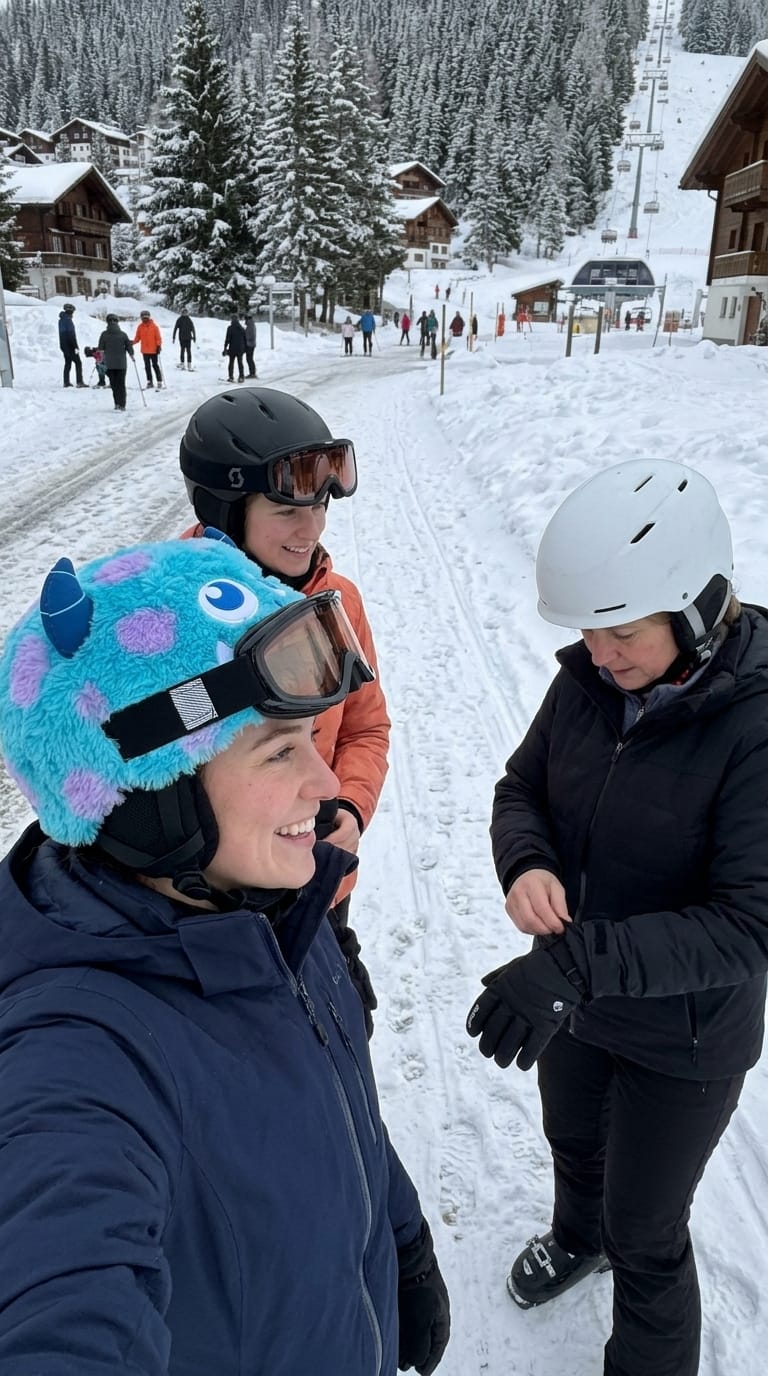 Customer photo review of PowderPuffClub™ - Plush Ski Helmet Cover