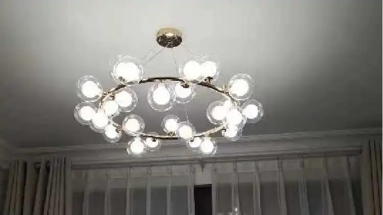 Customer photo review of Glass Chandelier, Iron Ring with Double Walled Bulbs, 58–95 cm