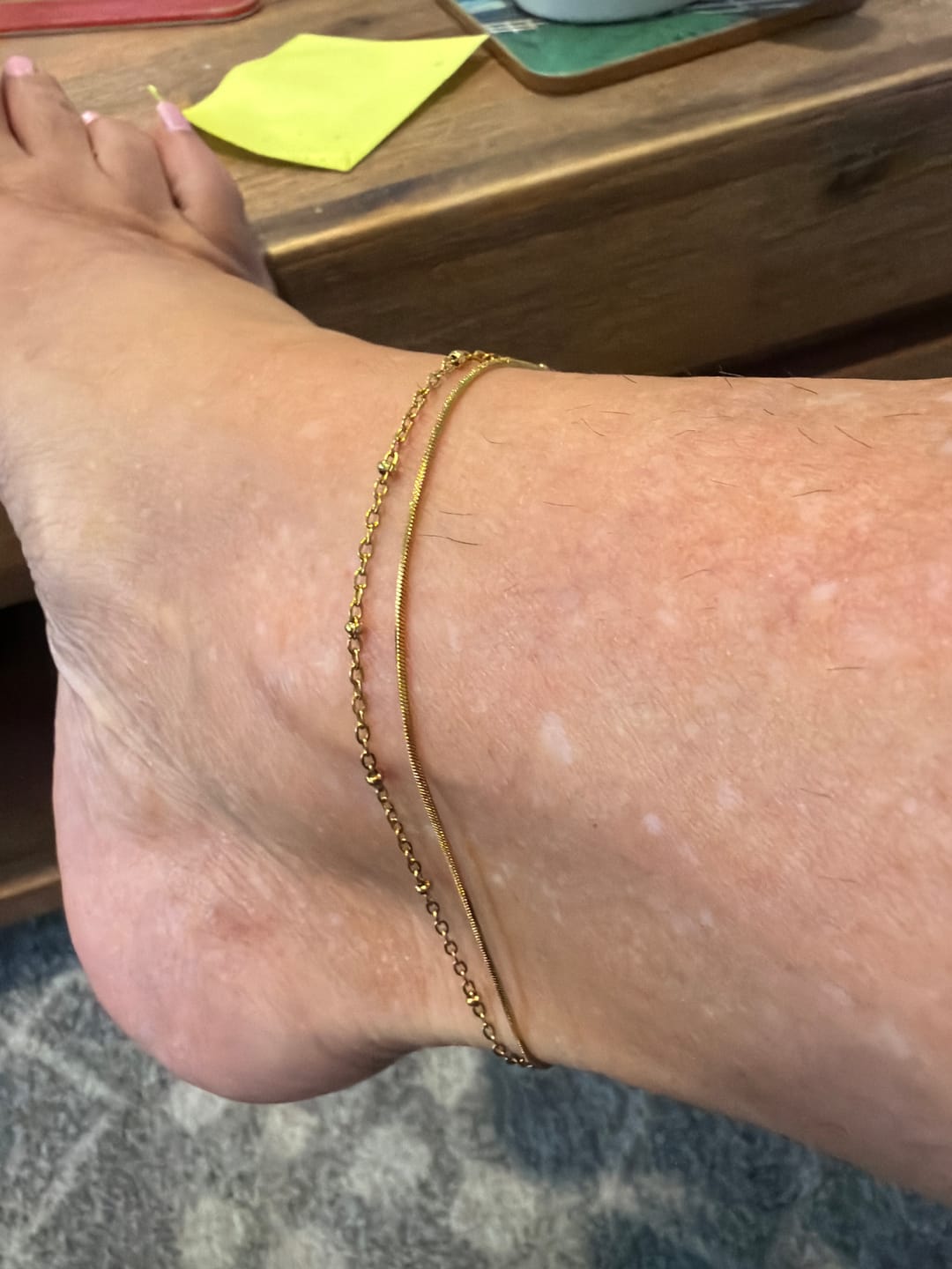 Customer photo review of Pia Gold Layered Anklet