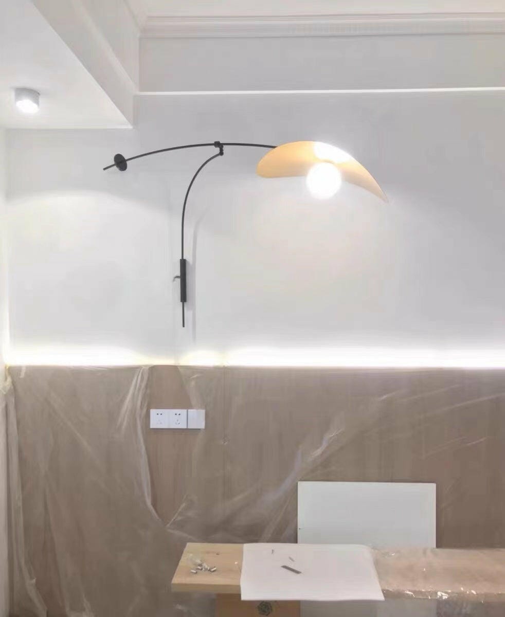 Customer photo review of Adjustable Arm Wall Light, Black Iron Wall Sconce, Plug In