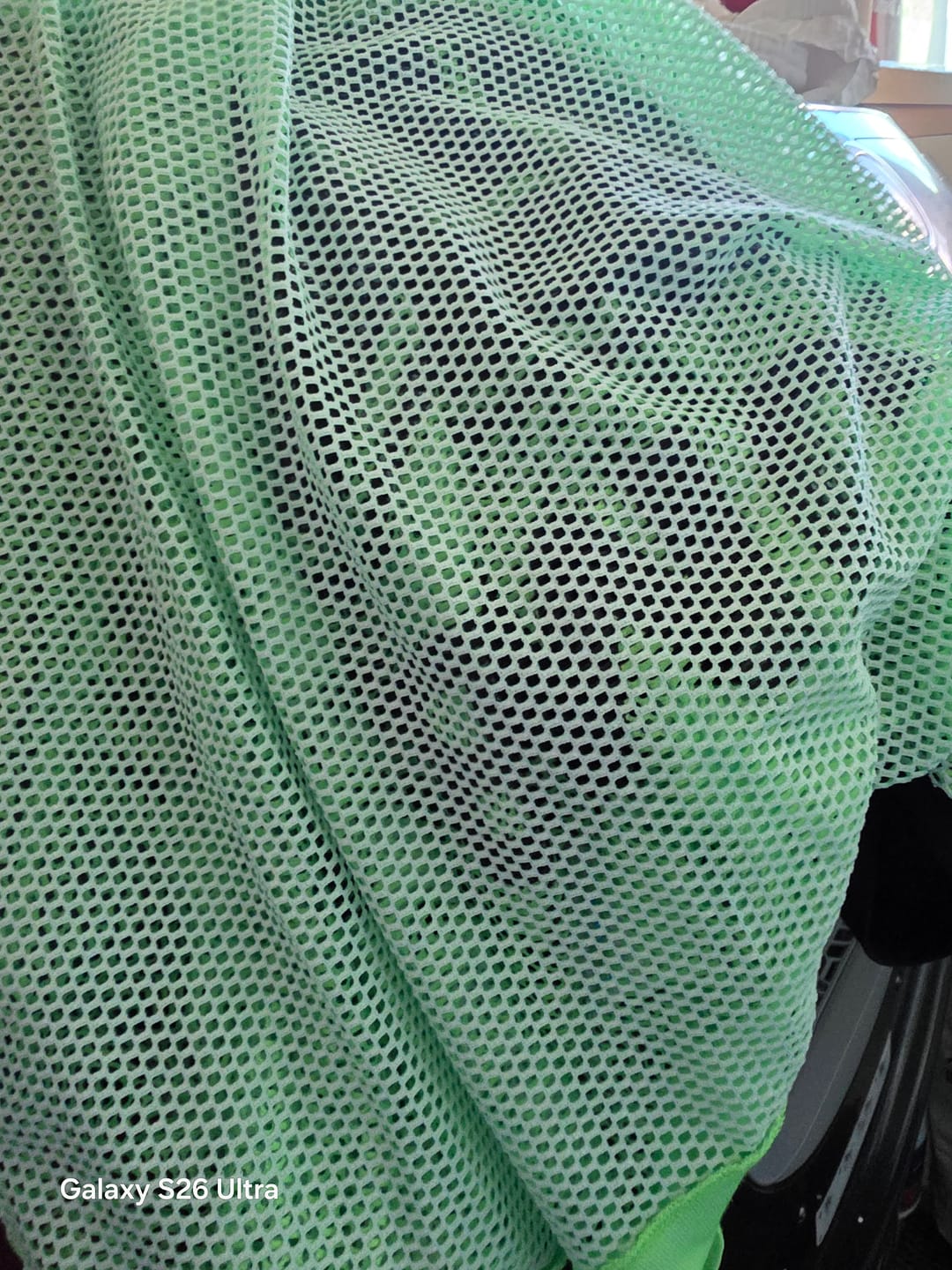 Customer photo review of Ultrabright Oversized Mesh V-Neck Top