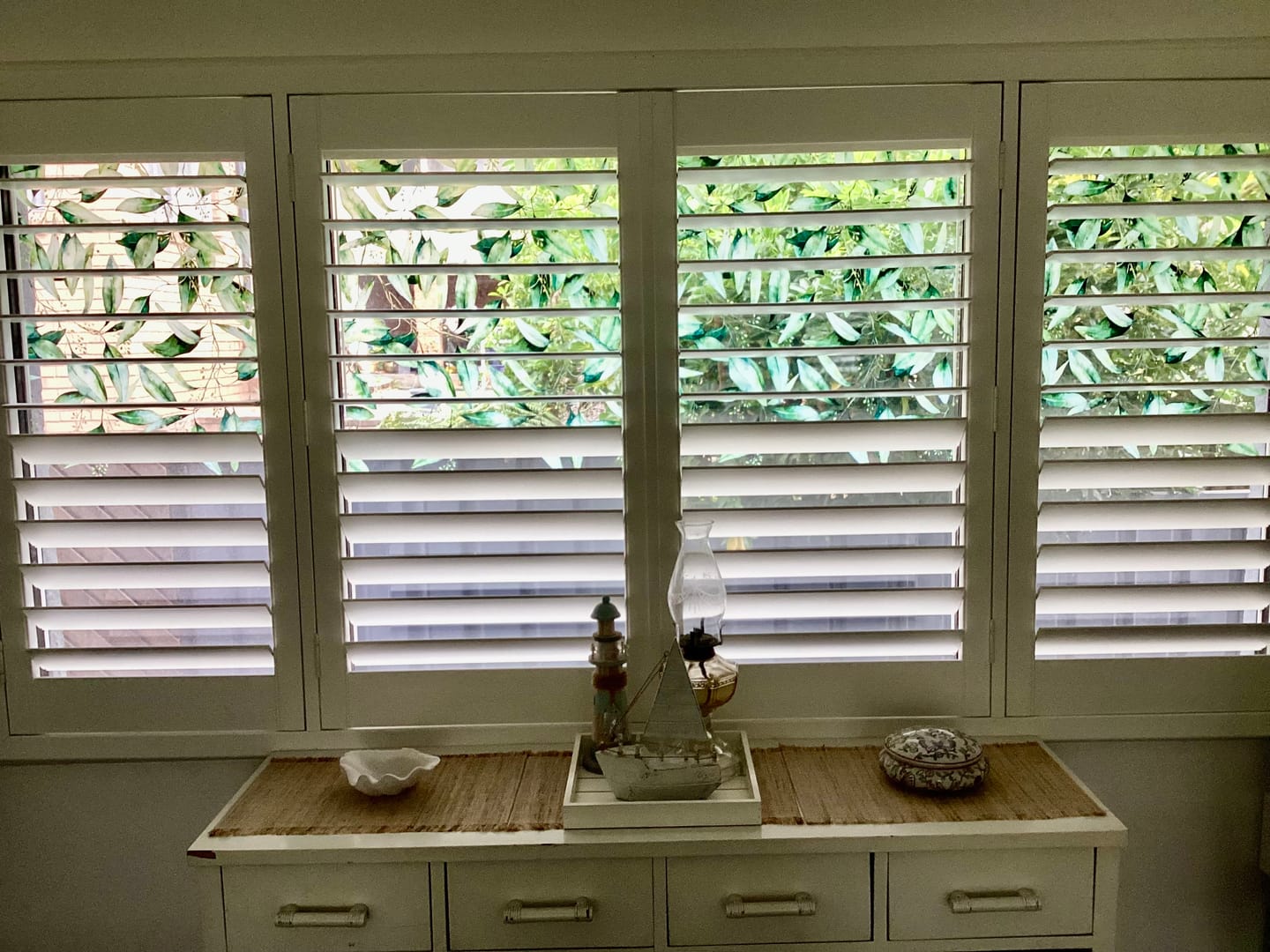 Customer photo review of Seeded Eucalyptus Clear Window Privacy Border