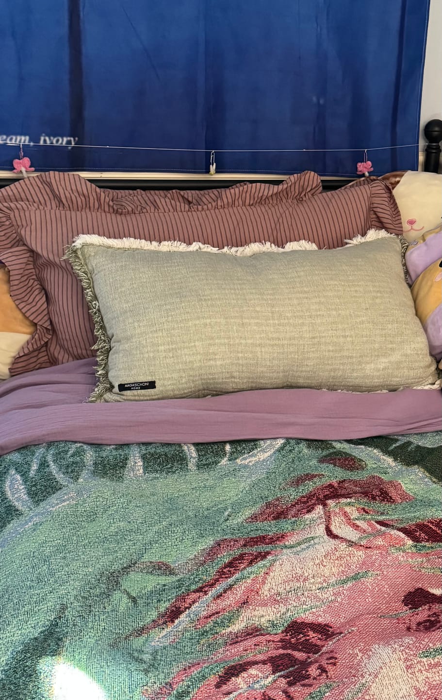 Customer photo review of Purple Striped Ruffle Pillow Shams