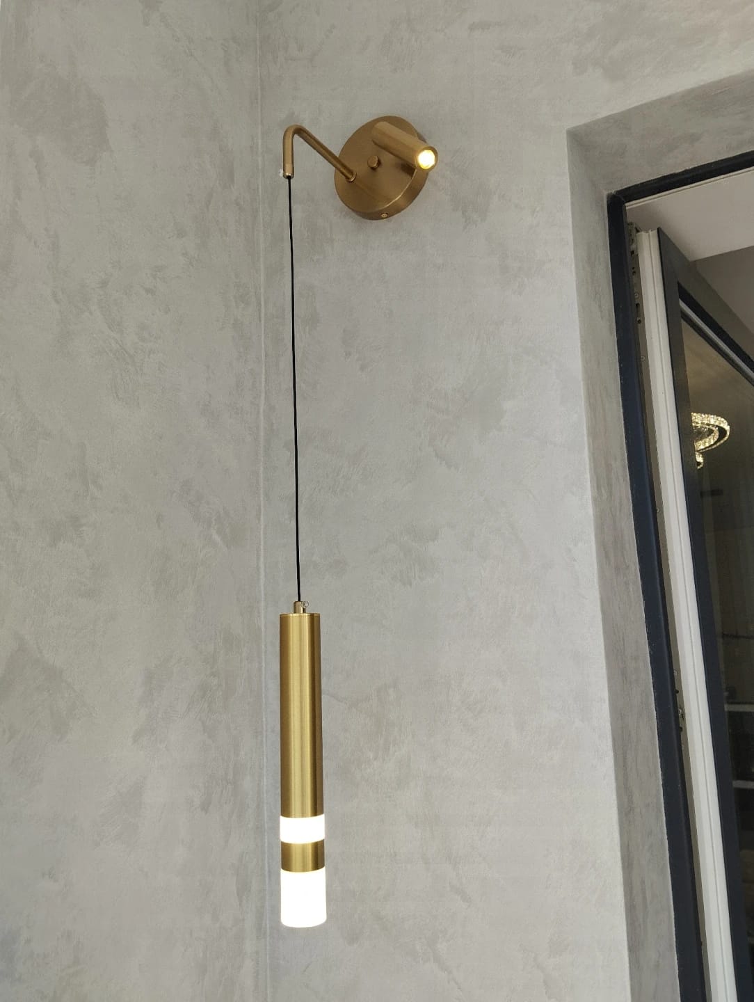 Customer photo review of Wall Light with Adjustable Cord, Acrylic Shade, Wall Sconce, LED