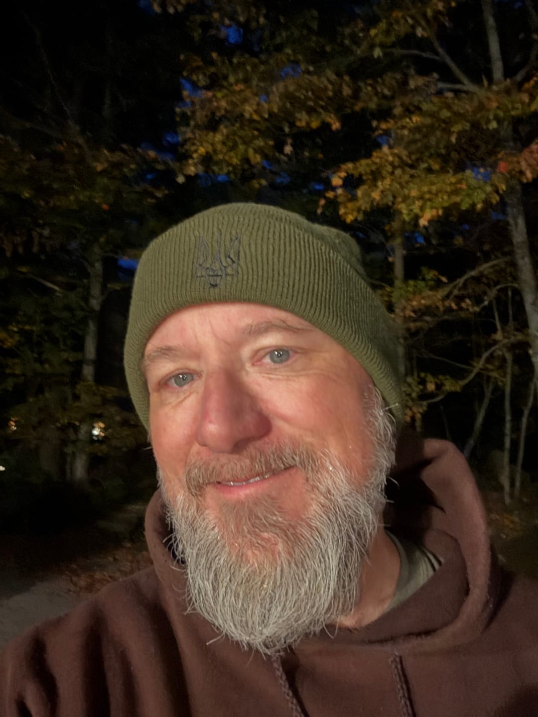 Customer photo review of Embroidered Black Trident Cuffed Beanie