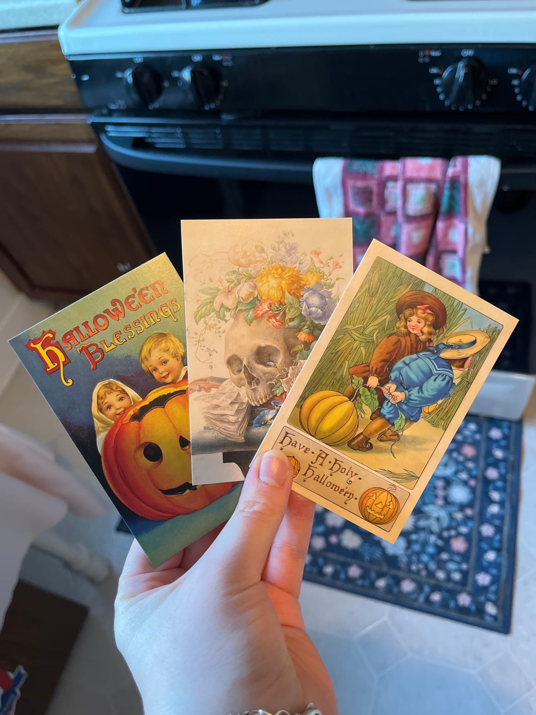 Customer photo review of Halloween Holy Cards – Variety Pack of 8 – Reclaiming a Christian Holiday