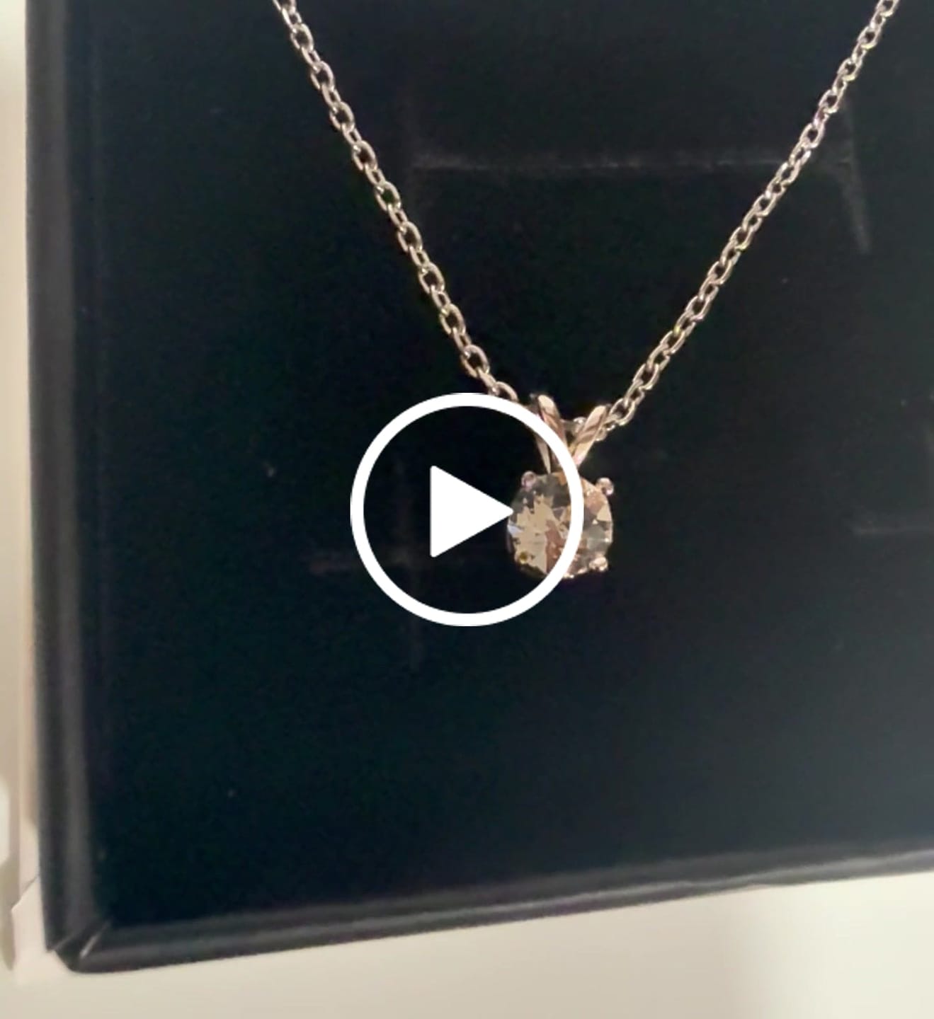 Customer video review of Faye 18k White Gold Plated Solitaire Necklace with Swarovski Crystal