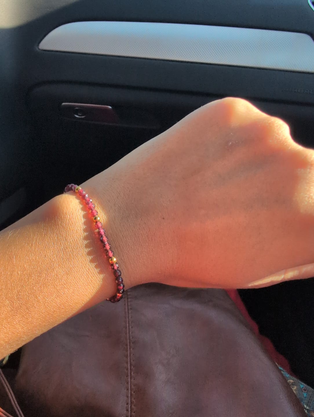 Customer photo review of Red Garnet Bead Bracelet