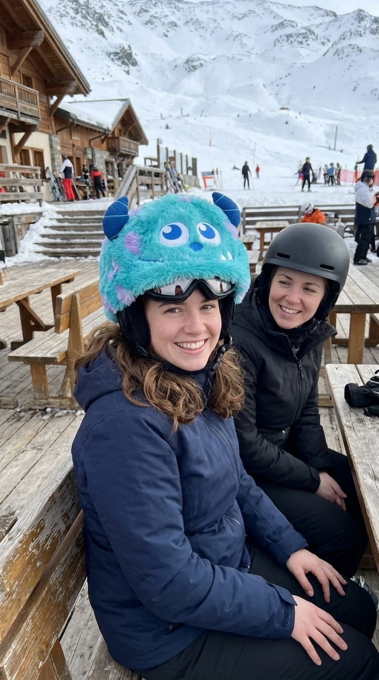 Customer photo review of PowderPuffClub™ - Plush Ski Helmet Cover