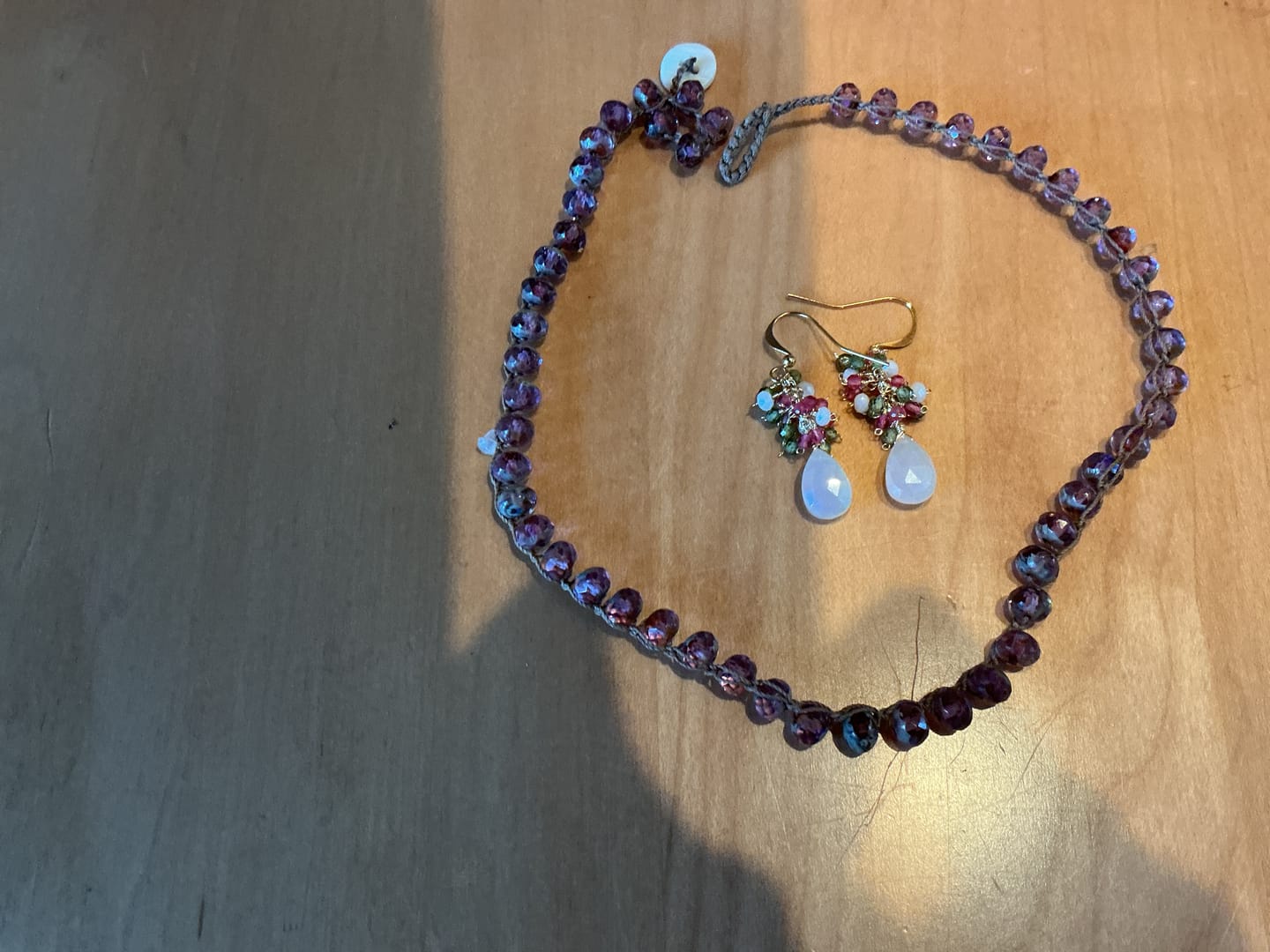 Customer photo review of White Chalcedony Pastel Gemstone Earrings