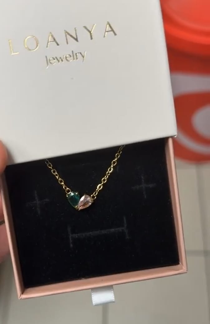 Customer photo review of Duo Birthstone Necklace