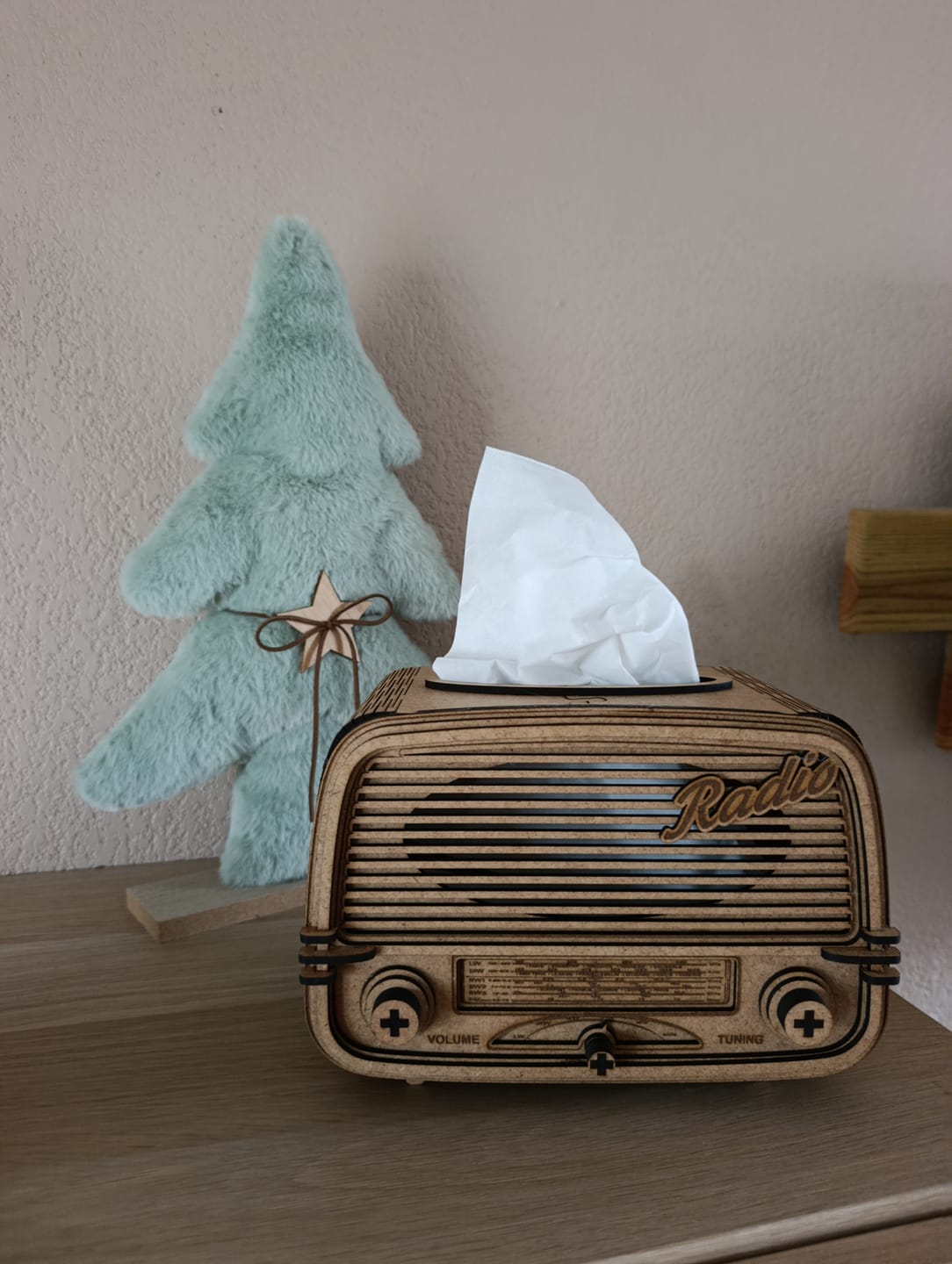 Customer photo review of Laser Cut Retro Radio Tissue Box Kitchen Decor SVG