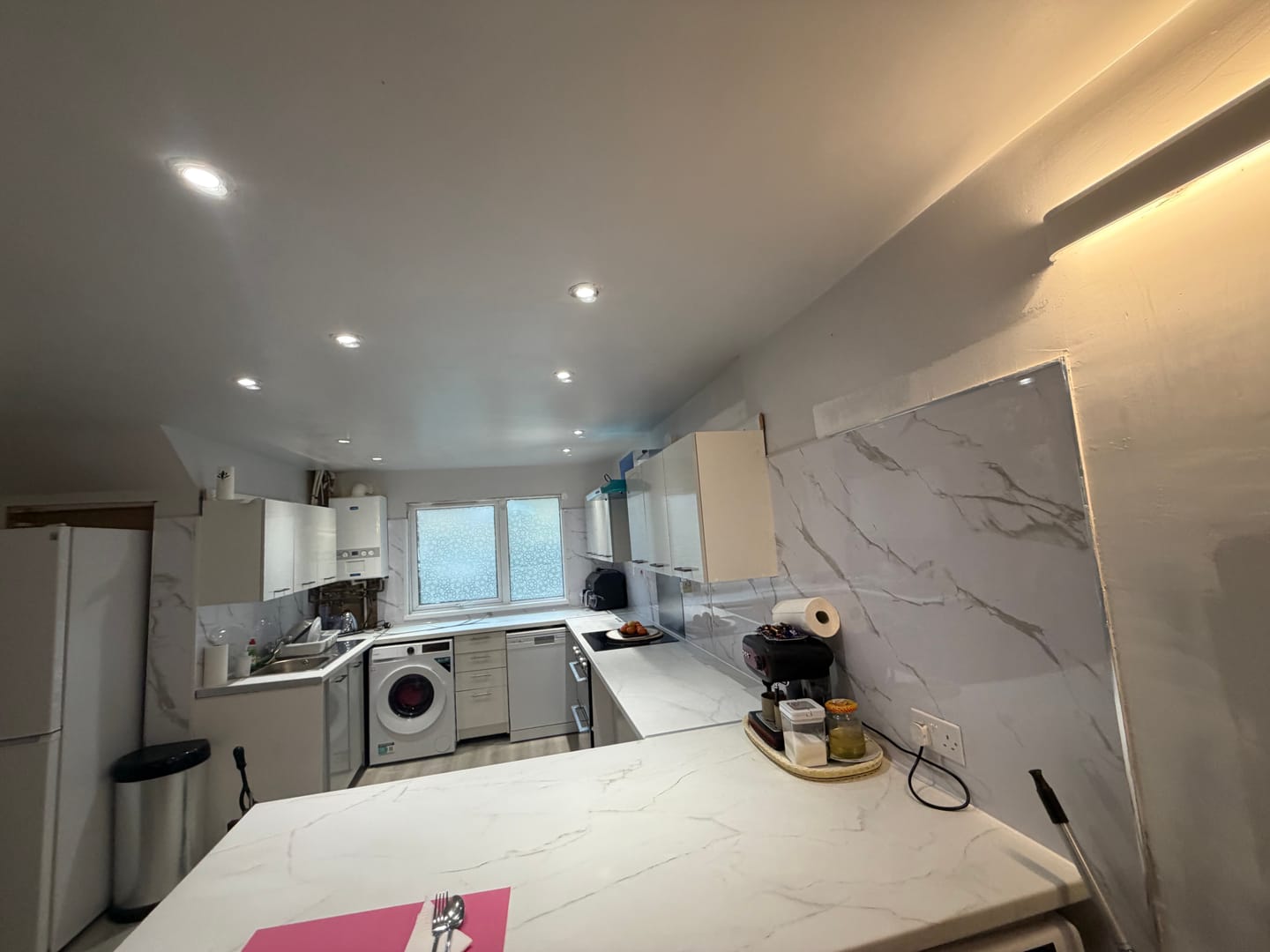 Customer photo review of Premium Carrara White Marble Gloss Shower Wall Panel - 1M x 2.4M