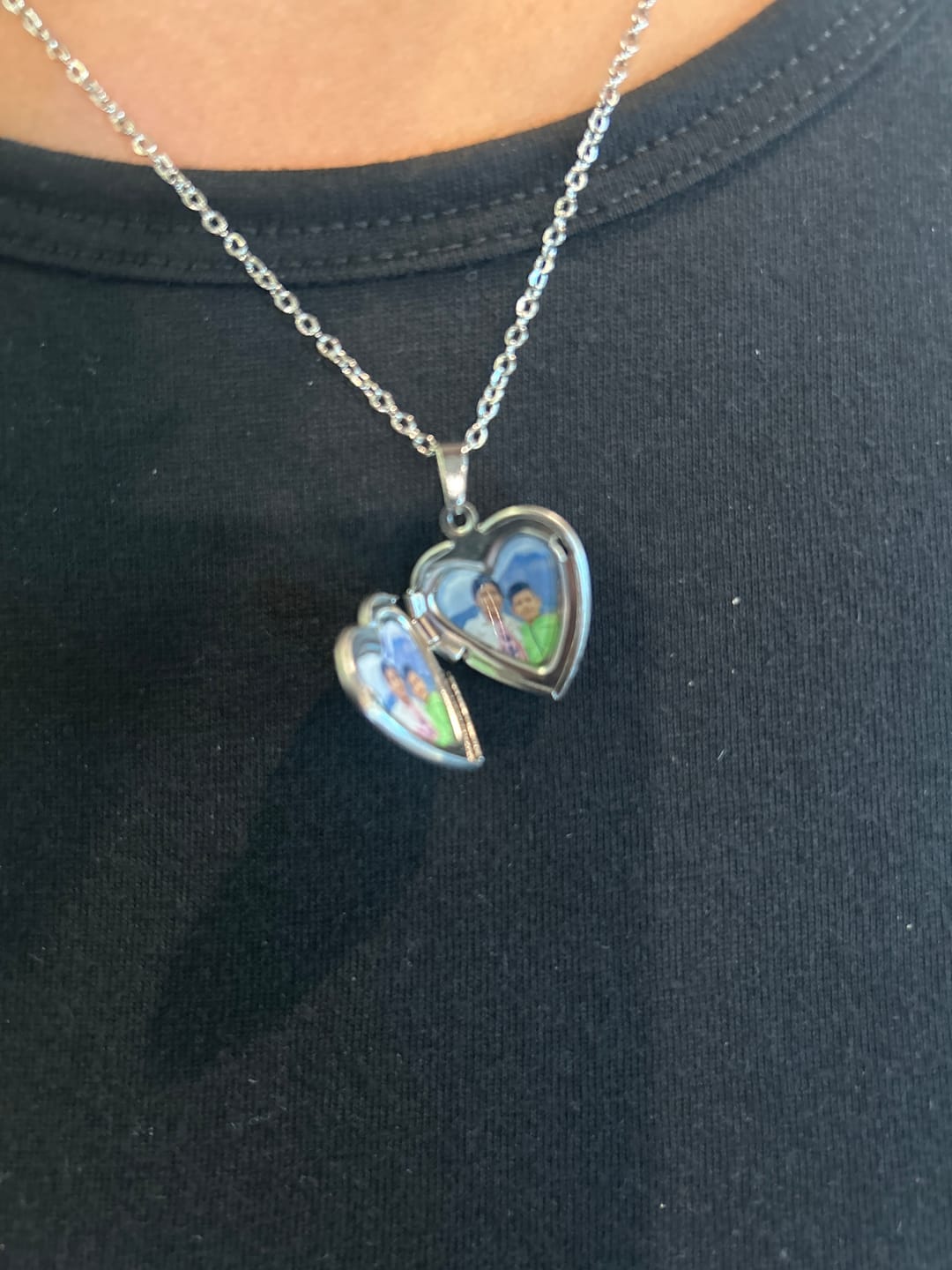 Customer photo review of Heart Locket Necklace Photo Pendant