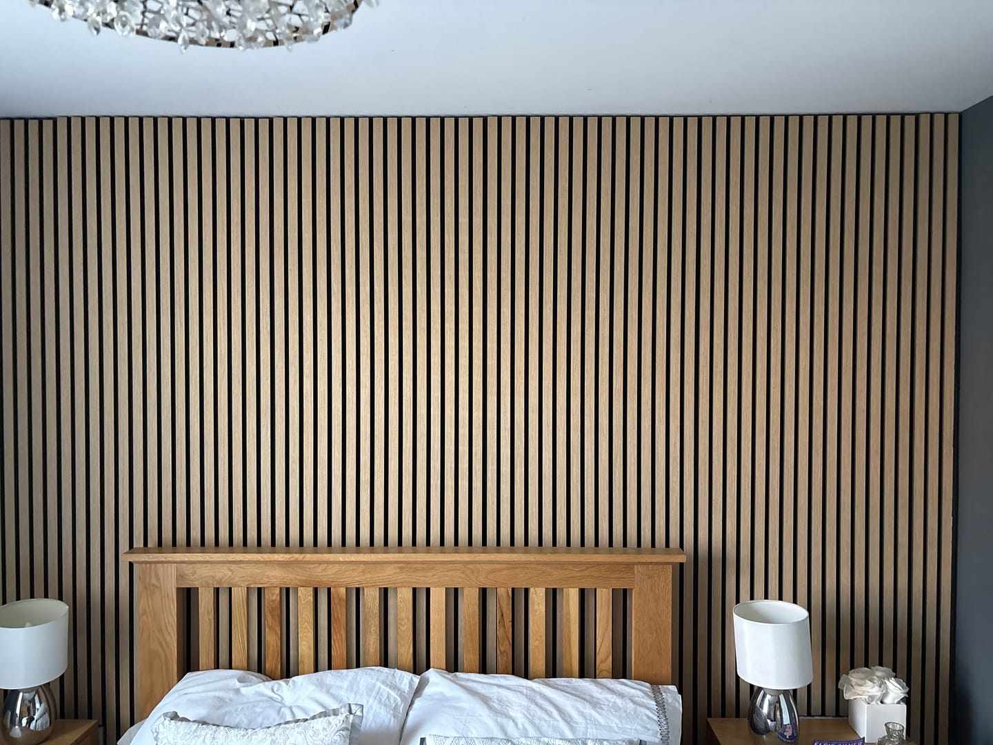 Customer photo review of Acoustic Slat Wall Panels Wooden Decorative Wall Panels Natural Oak Premium 2.4m x 0.6m
