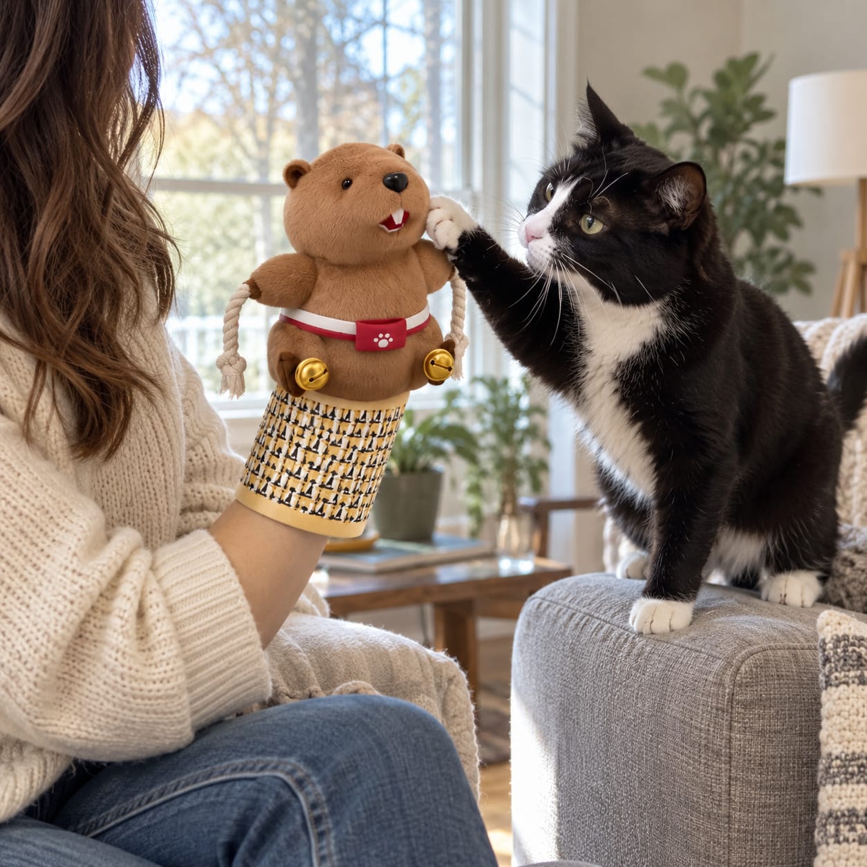 Customer photo review of Scratch-Resistant Play Glove for Cats
