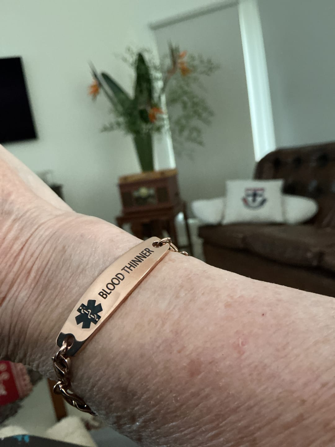 Customer photo review of Classic Rose Gold Medical Alert ID Chain Bracelet