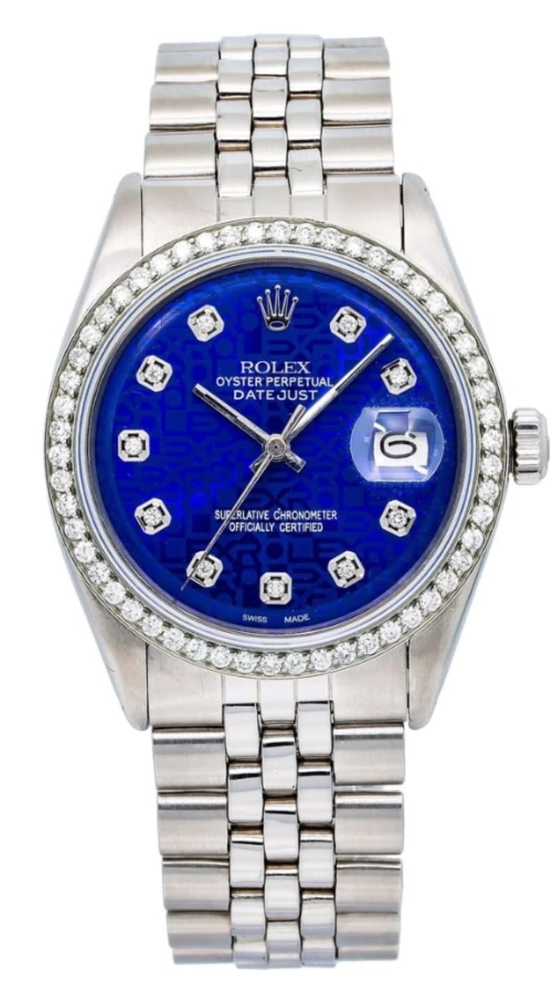 Customer photo review of Deposit affrim Rolex 1601 steel with custom blue dial and bezel